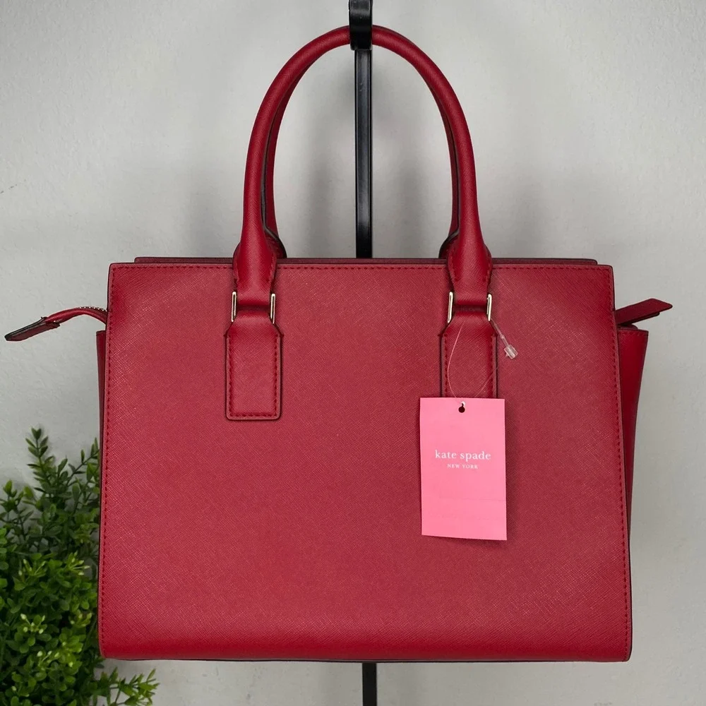 NWT Kate Spade Cameron Medium‎ Satchel Red Saffiano Leather Crossbody Handbag